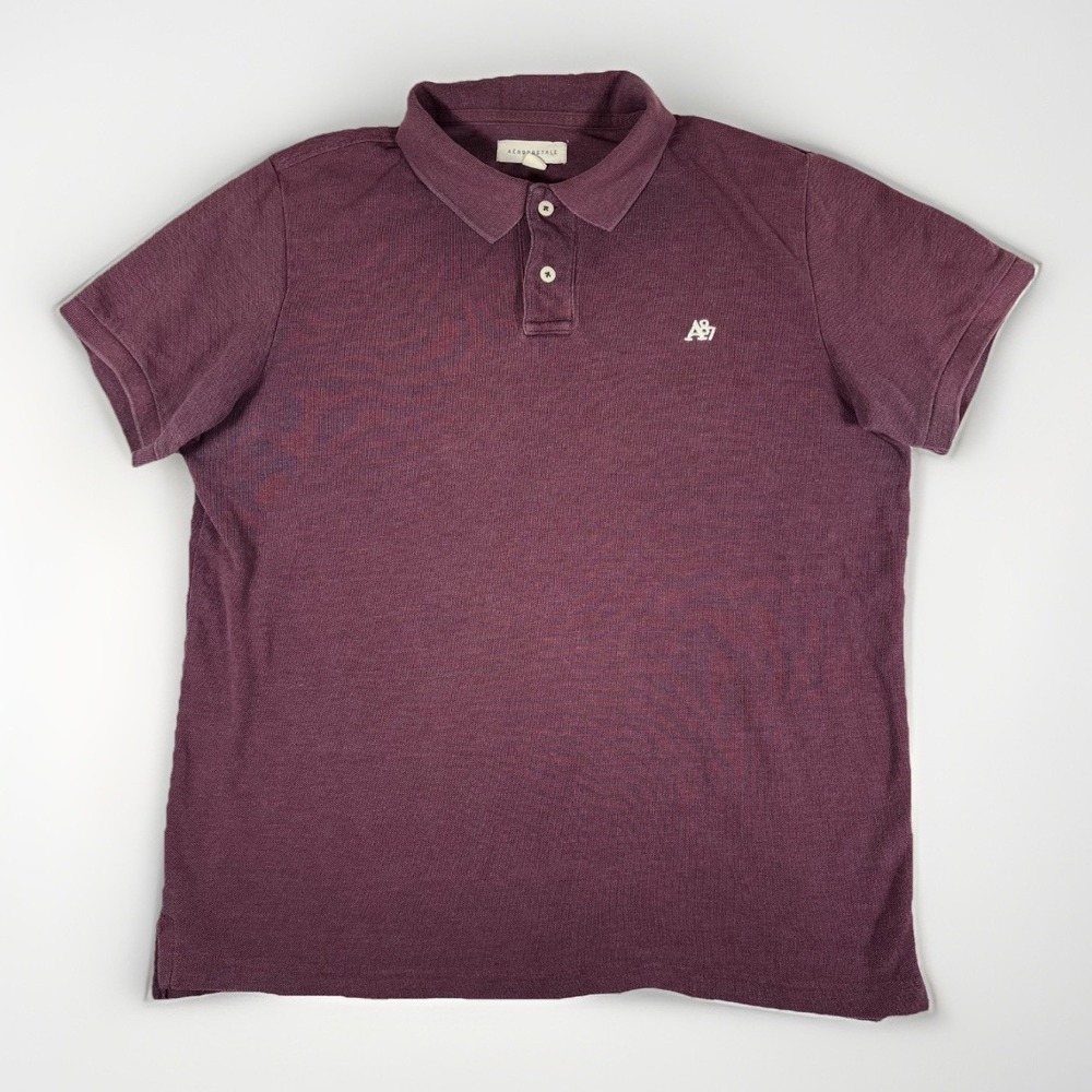 Aeropostale Polo Shirt Mens XL Maroon Short Sleeve Logo Casual Preppy‎ Classic